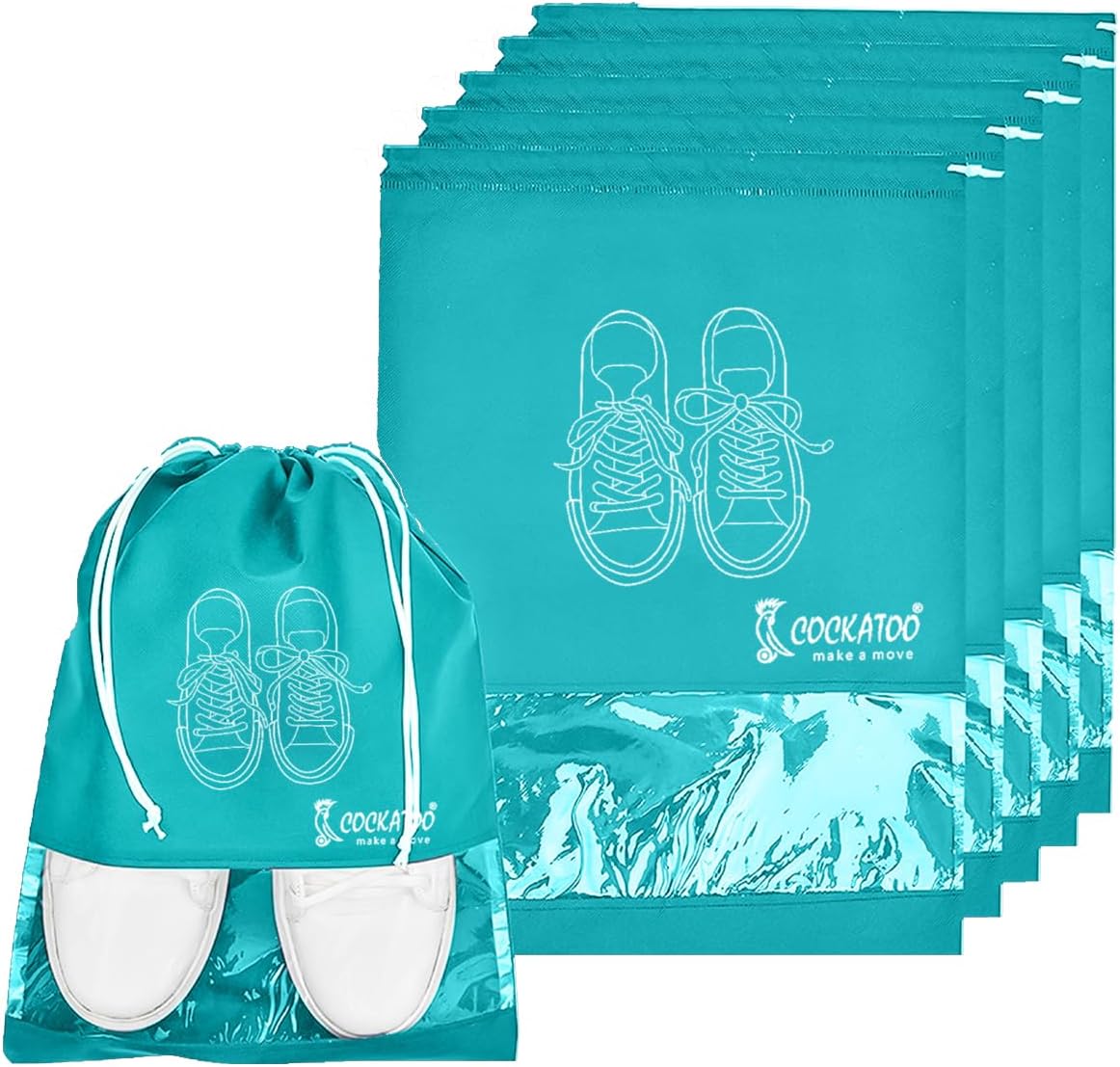 Cockatoo Shoe Bag for Travel & Storage, Women & Men, Travelling Shoe Storage Bag, Shoe Storage Organizer Bag - Pack of 6 Shoe Pouch(13 x 17.32 Inch)