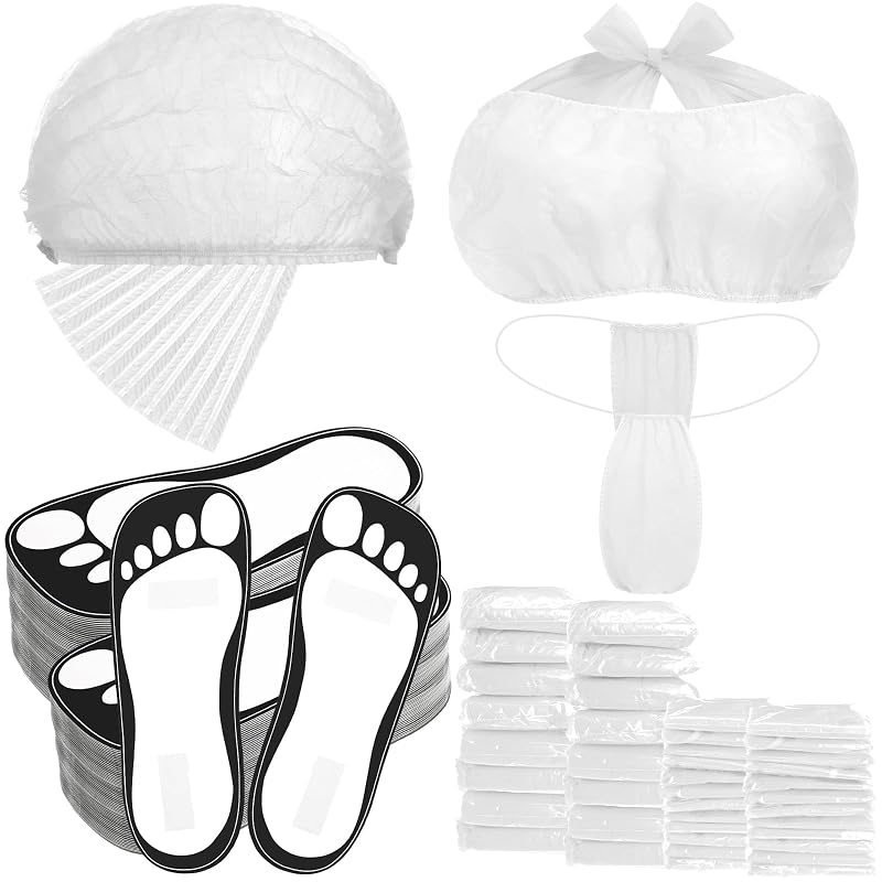 Kit Chicingyou com sutiãs descartáveis, tangas, toucas e protetores para os pés, branco, 96 unidades