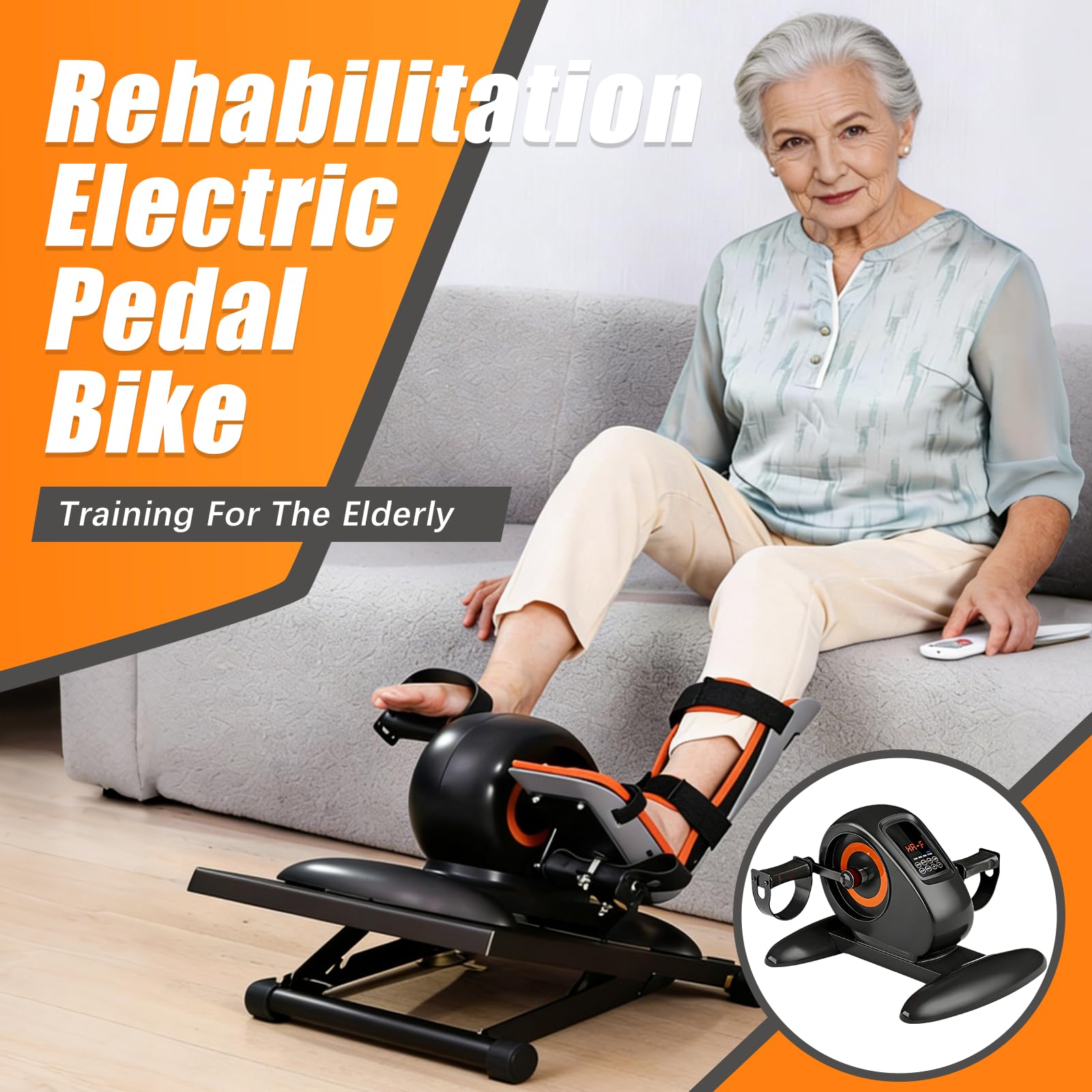 Pedaliera Riabilitazione, Cyclette da Seduti Pedaliera per Anziani con 20 Velocità 50W 220V Pannello di Controllo a Pulsanti Trainer Reversibile per Gambe da Seduti