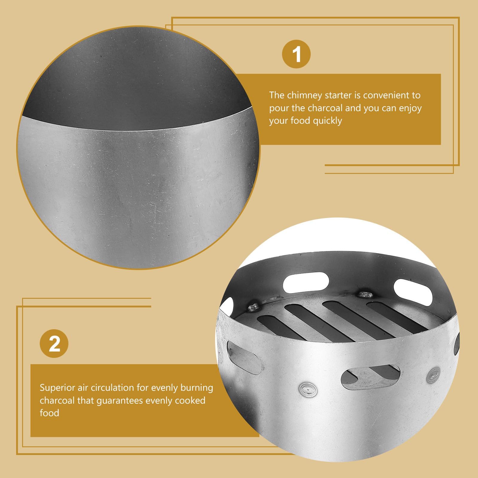 GALPADA Cubo para Encender Carbón de Hierro Mango de Madera para Barbacoas y Exterior, Herramienta Rápida y Segura para Encender Carbón de Forma Uniforme