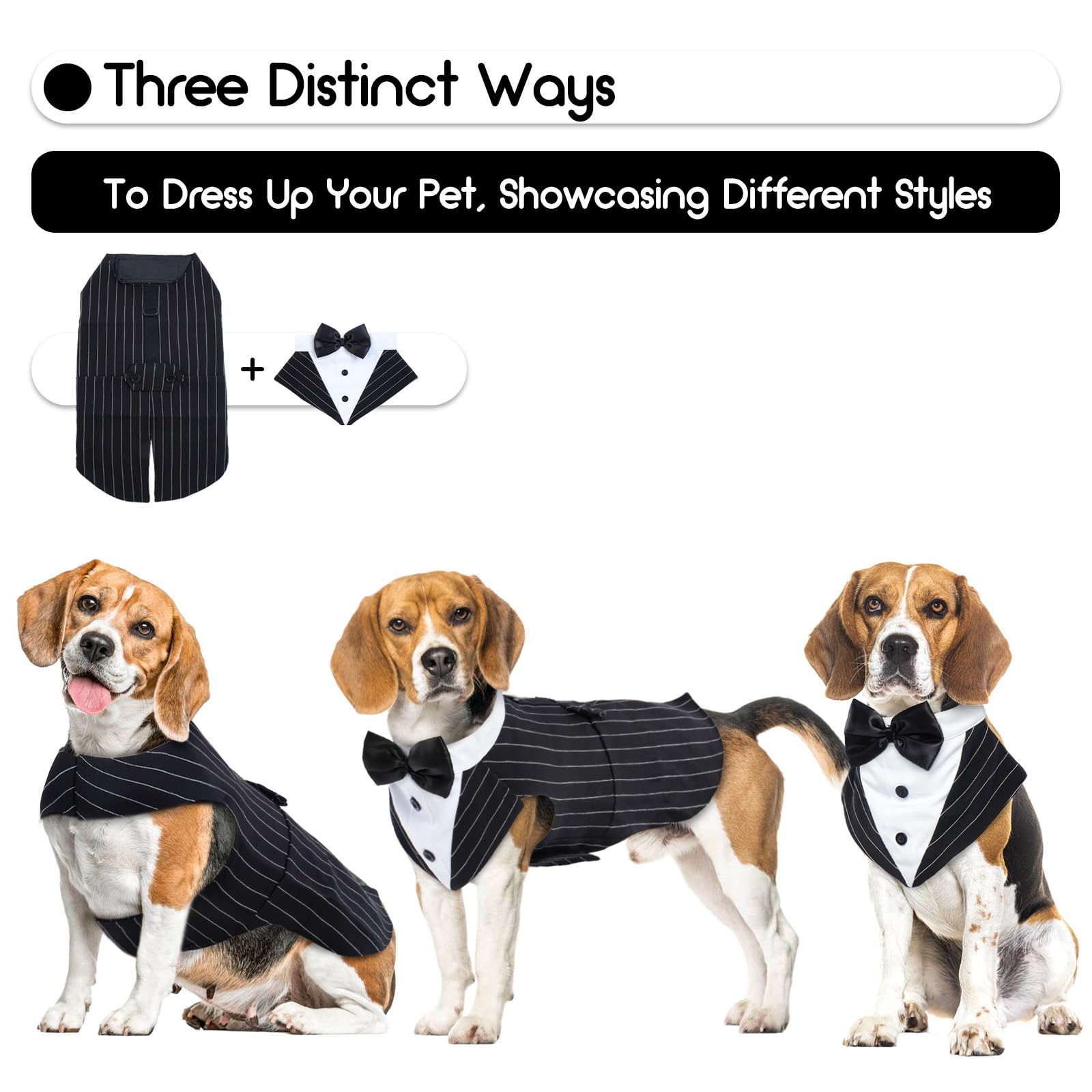 Vetement Chien, Smoking, Noeud Papillon, Chemises pour Chiens, Déguisements pour Petites, Moyennes et Grandes Tailles, Costume pour Mariages et Noël - XL