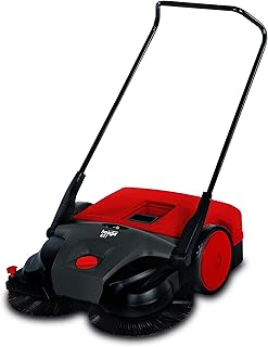 Haaga Handkehrmaschine 677 Profi (mit akkubetriebenen Bürsten, inkl. Akku + Ladegerät, für nasse/trockene Oberflächen, Sand oder Getränkedosen, geeignet für Flächen ab 200 m²) 103839, Rot