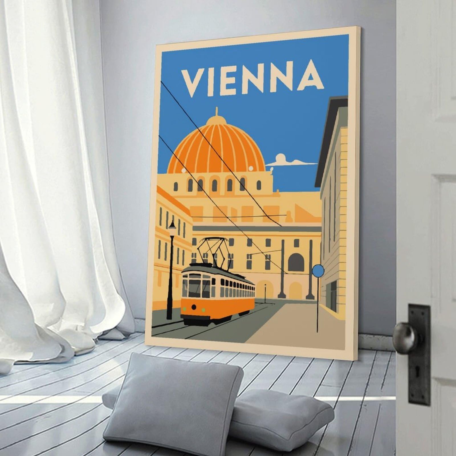 Junmoney Vienna Cityscape Canvas Wall Picture, 24x36inch(60x90cm), for Study, Office Or Apartment Decor, A Wall Art Gift for Fresh Interiors
