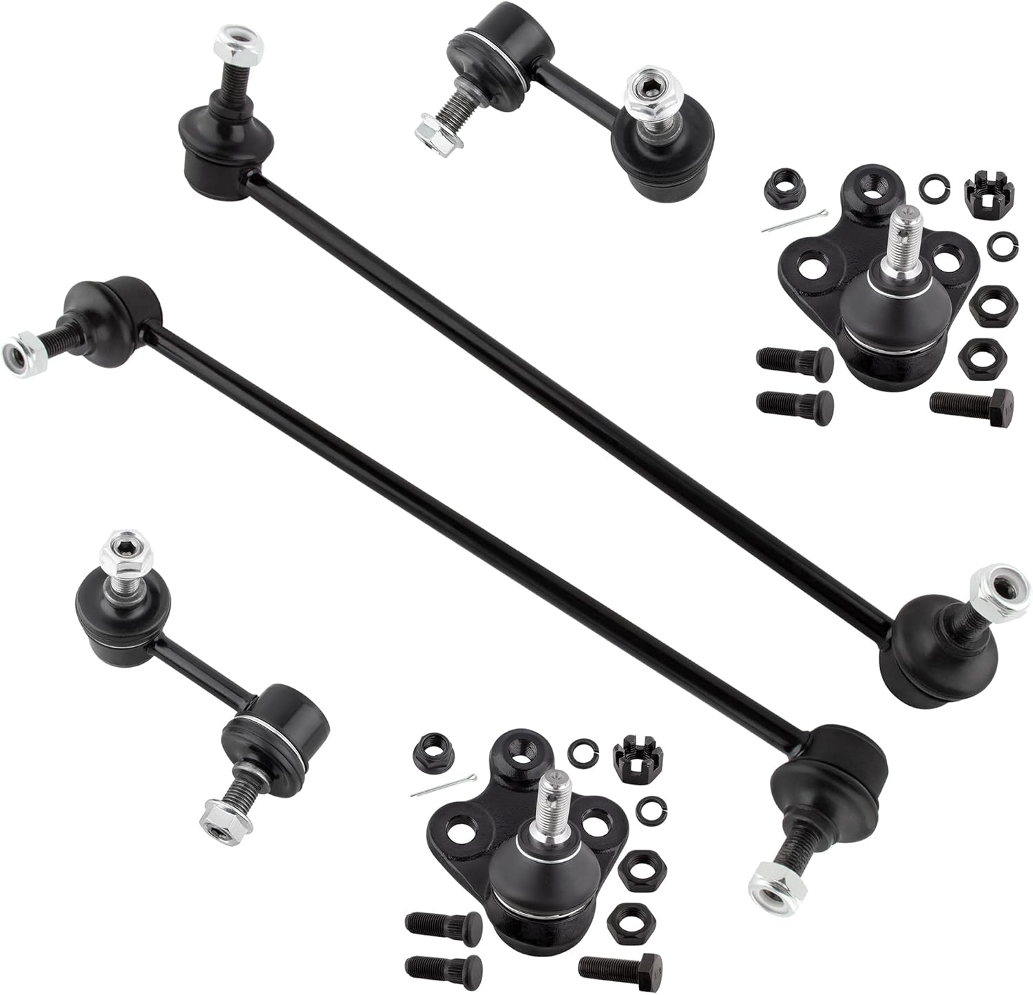 6Pcs Front & Rear Stabilizer Sway Bar End Links + Lower Ball Joints Fit For Honda Civic 2012 2013 2014 2015, For Acura ILX 2013 2014 2015 Replace# K750605 K750604 K750125 K750126 K500234