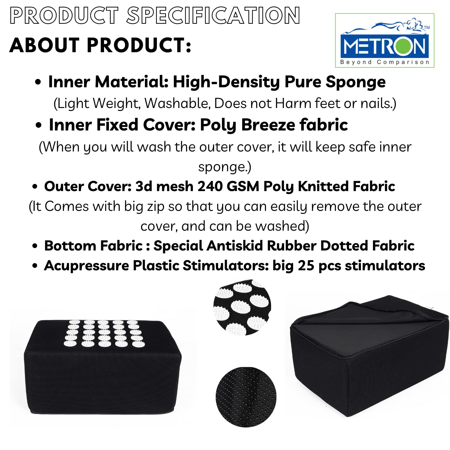Metron Adjustable XL Foot Rest for Under Desk, Sofa & High Chairs – Ergonomic Footrest with 2 Height Settings, Acupressure Stimulators for Pain Relief, Ideal for Shorter People & Seniors | Office & Home Use 4