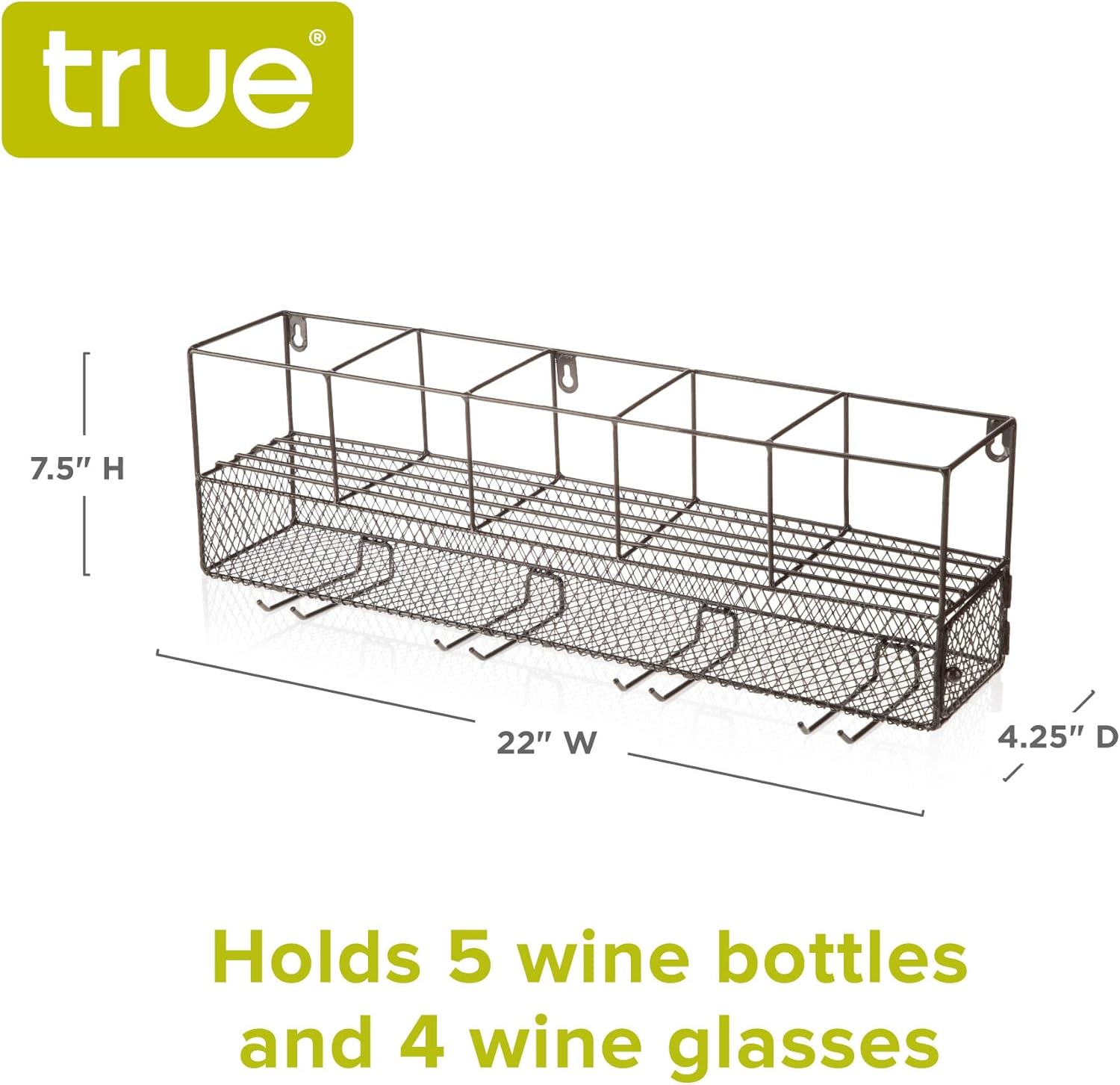 Black Wall Mounted Wire Wine Shelf with Cork Cage