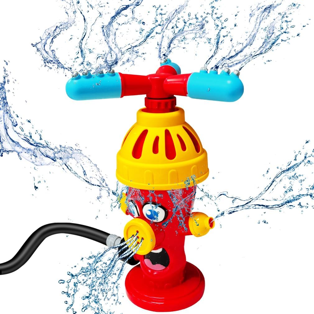 Water Sprinklers Outdoor Toy for Kids, Fire Hydrant Toddler Play Equipment Outside Activities for Backyard Lawn Attaches to Garden Hose Splashing Fun Toys for 3 4 5 6 7 8 Year Old Boys Girls Gifts