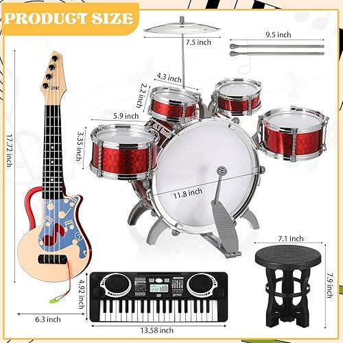 Miniatura 3 de Leyndo Juego de 3 baterías para niños, teclado de piano de 37 teclas para niños y niños pequeños, mini teclado de piano de 4 cuerdas para niños, 5