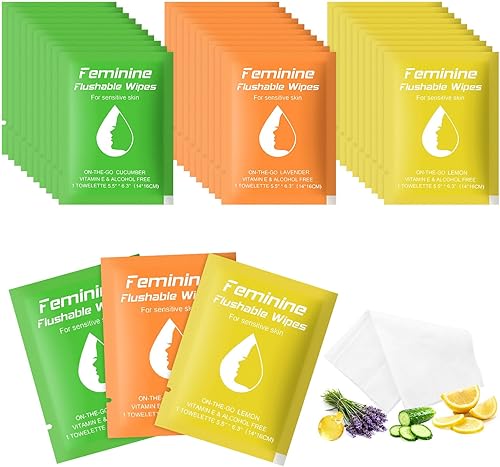 Feminine Wipes Flushable Travel Individually Wrapped,Travel Wipes for Women,Femi