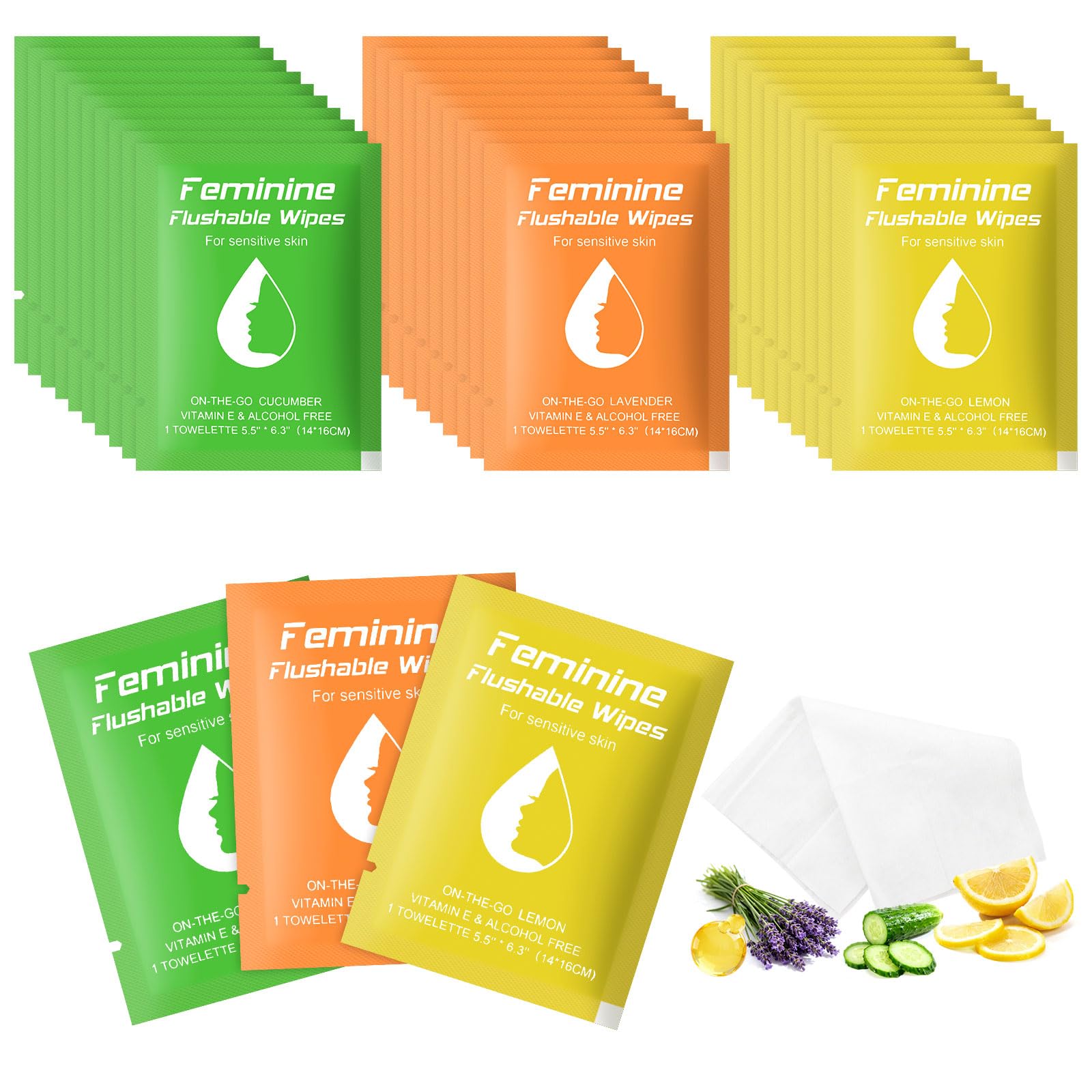 Feminine Wipes Flushable Travel Individually Wrapped Travel Wipes for Women Feminine Care Wet Wipes Travel Size Vaginal Wipes