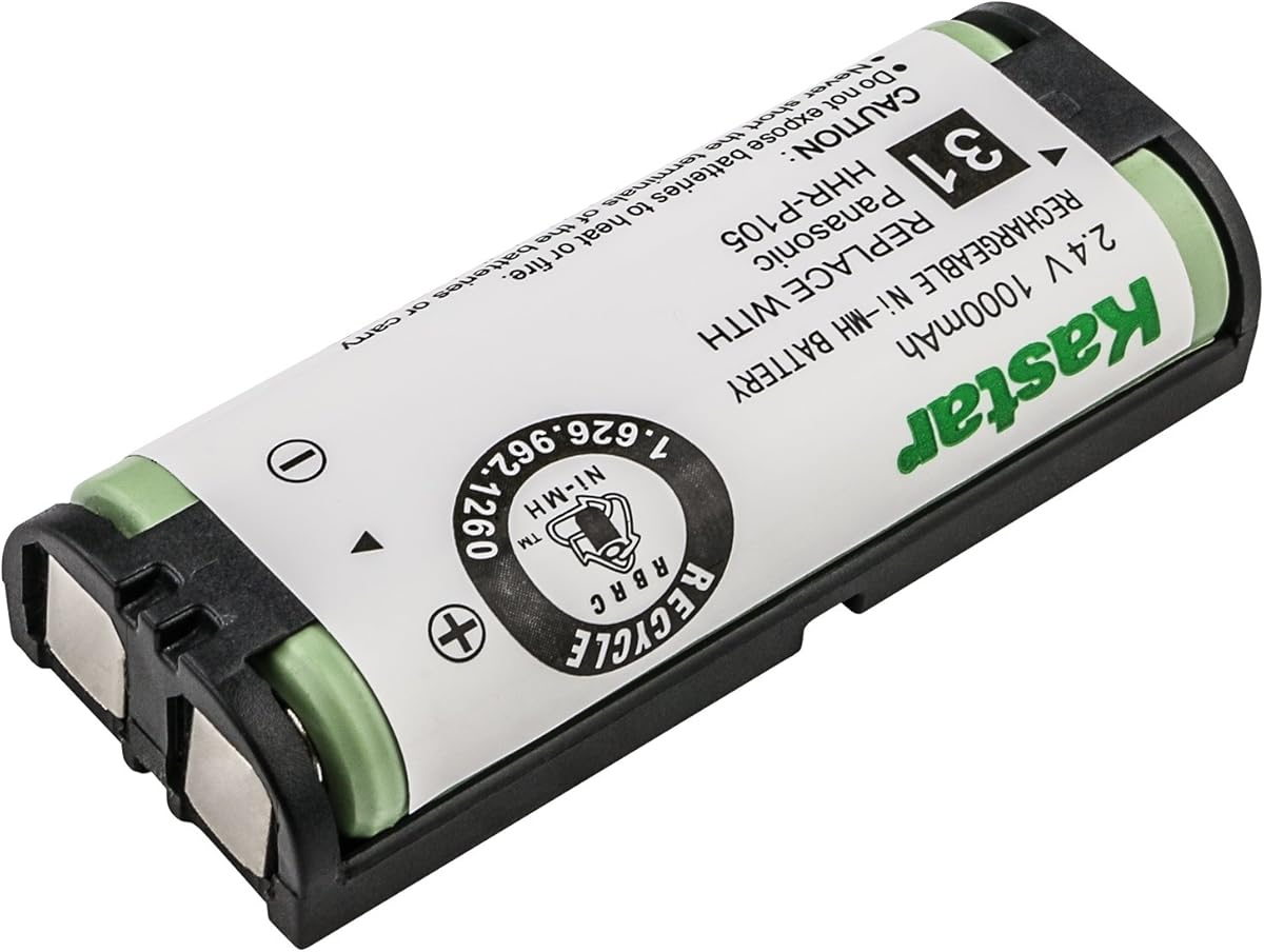 Kastar Type 31, NI-MH Rechargeable Cordless Telephone Battery 2.4V 1000mAh, Replacement for Panasonic HHR-P105 Cordless Phone HHRP105A