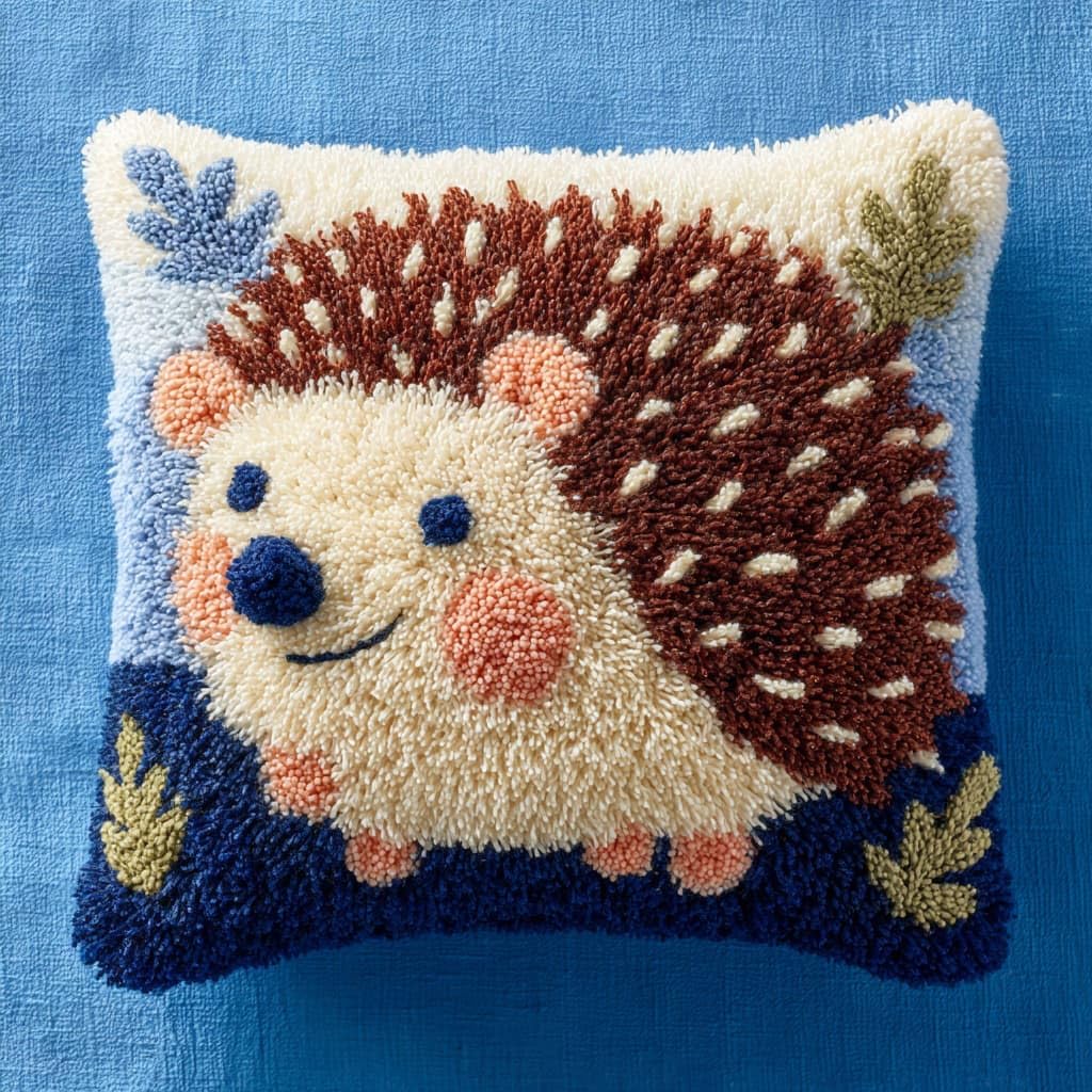 Henypt DIY Latch Hooking Pillow Kits Hedgehog
