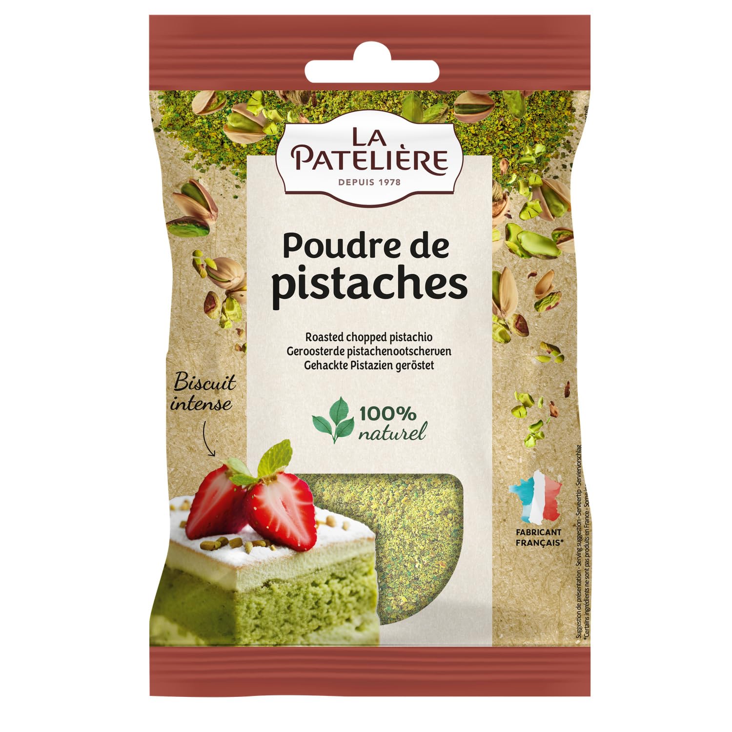 LA PATELIERE Pistaches en poudre torréfiées — Paquet de 50g — Pour pâtisseries, ganaches et crèmes - Lot de 3