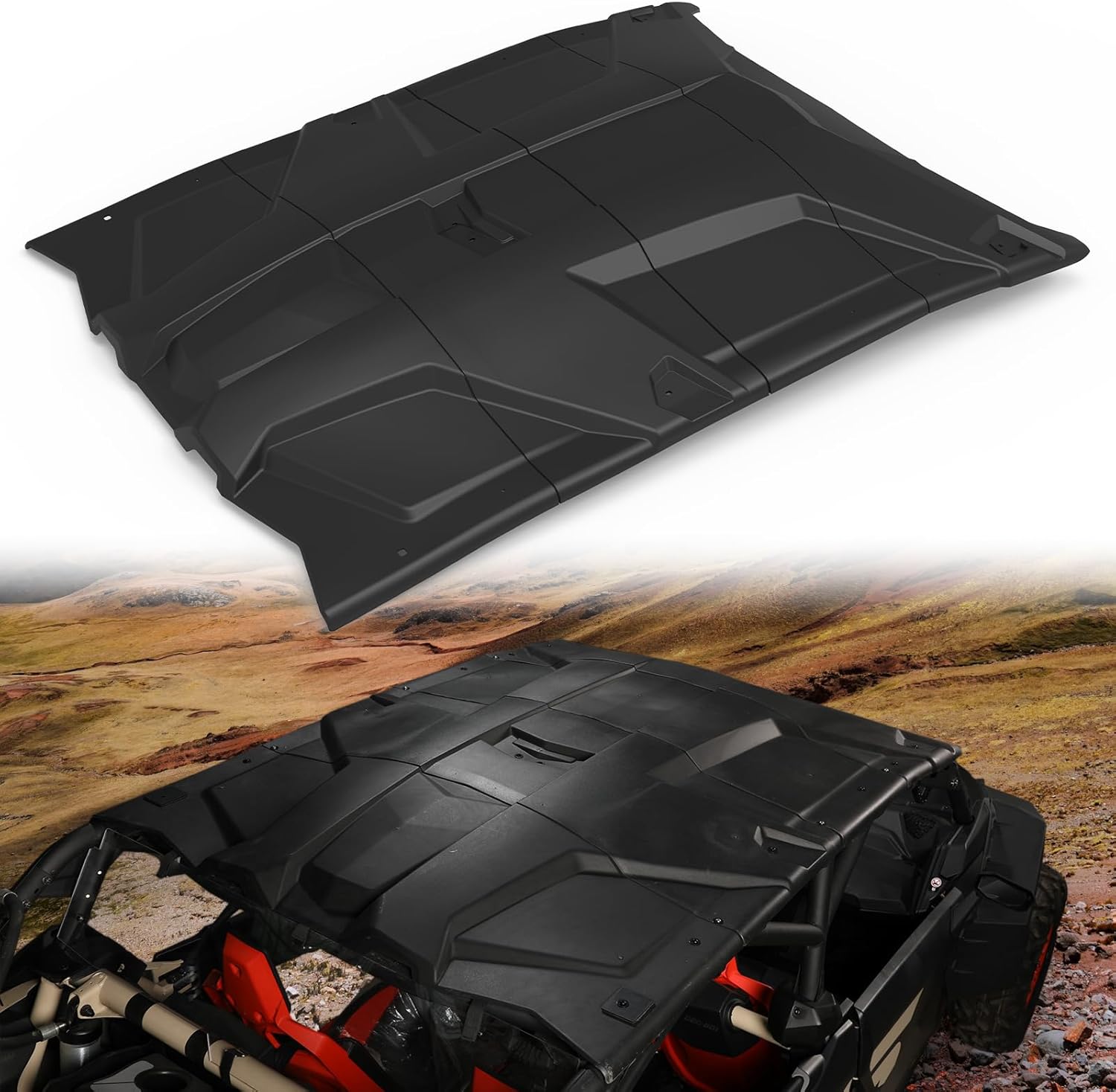 A & UTV PRO Sport Roof Top for 2017-2025 Can Am Maverick X3 MAX RS DS Turbo Accessories, 4-piece Combination Hard Sturdy Polyethylene Plastic Sun Visor Roof, Replace OEM # 715003750, 4 Seater