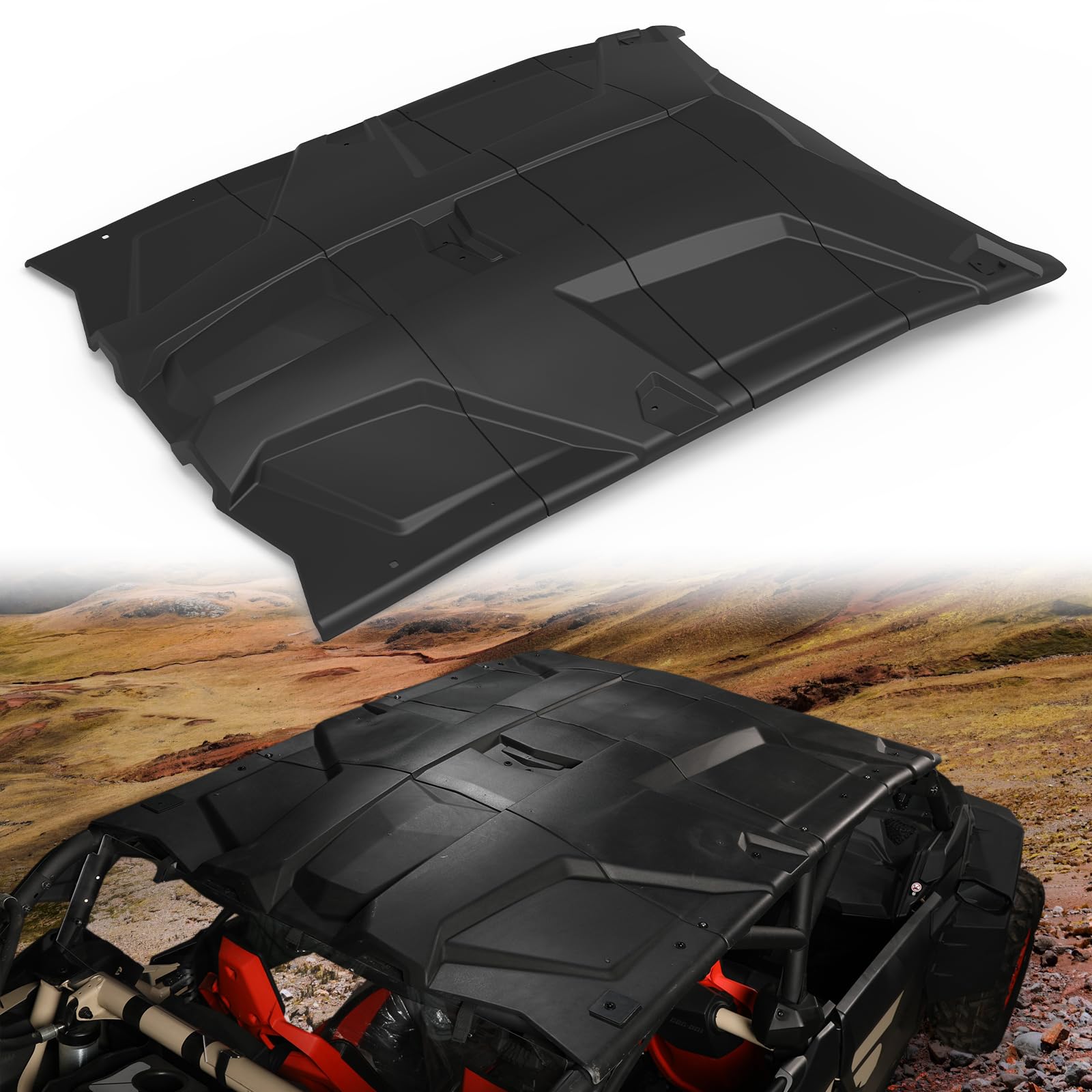 A & UTV PRO Sport Roof Top for 2017-2024 2025 Can Am Maverick X3 MAX RS DS Turbo Accessories, 4-piece Combination Hard Sturdy Polyethylene Plastic Sun Visor Roof, Replace OEM # 715003750, 4 Seater