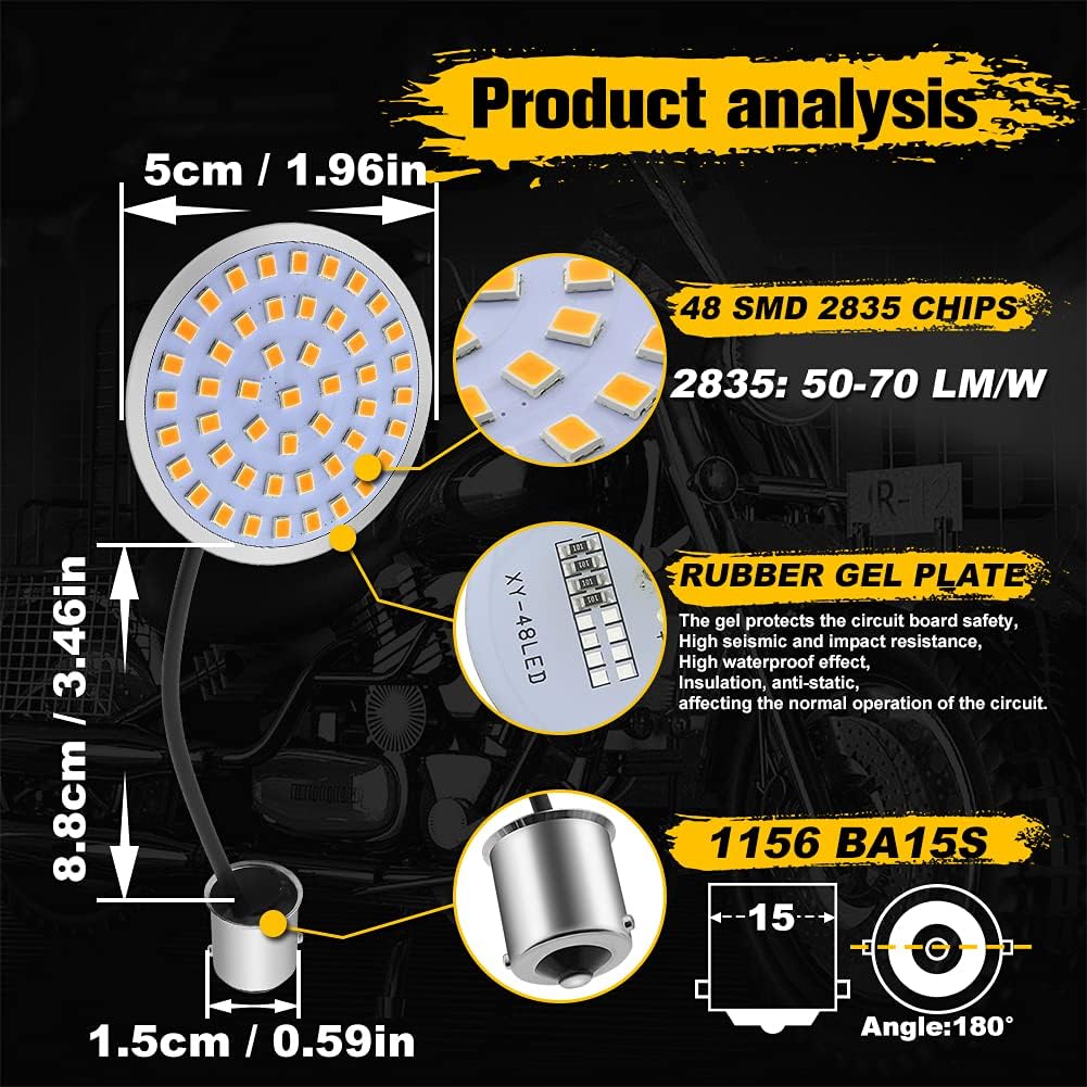 2pcs 1156 LED Turn Signal Lights Amber,2 inch bullet Turn Signal Panel Lights Compatible for Motorcycle.(2-Pack)