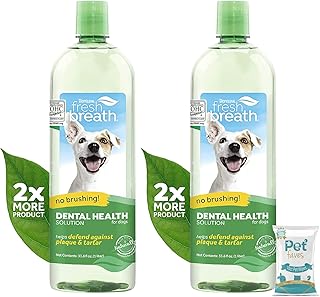 (2 Bottles) Fresh Breath Original Dog Dental Water Additive - Dog Breath Freshener for Clean Teeth, 33.8 Ounce with 10ct P...