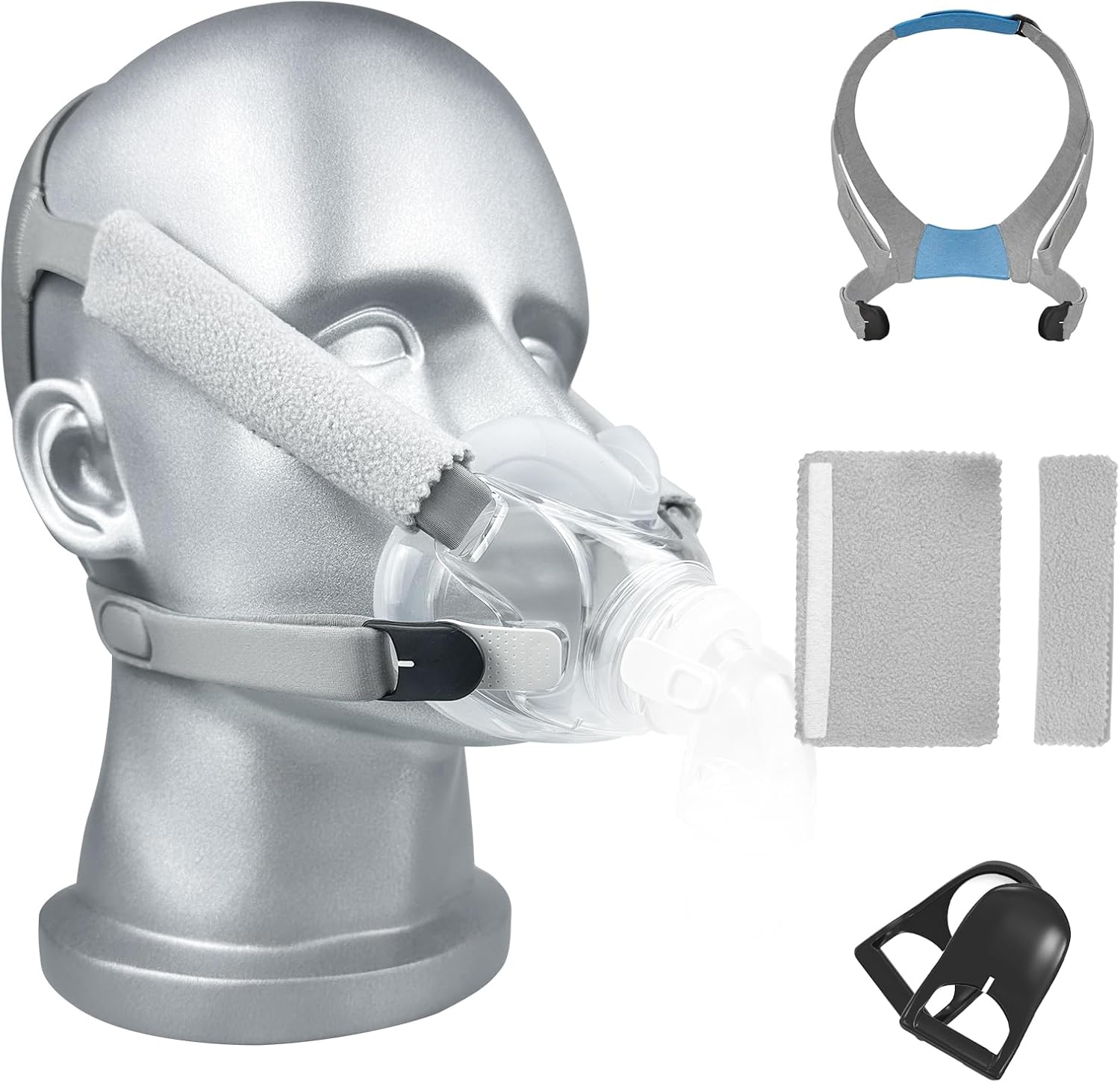 Airfit F30 Replacement Headgear Strap with Magnetic Clips and Strap Cover 2 Pack Adjustable Home Ventilator Mask Headband Compatible for Airfit F30 Full Face CPAP Mask – Standard Size