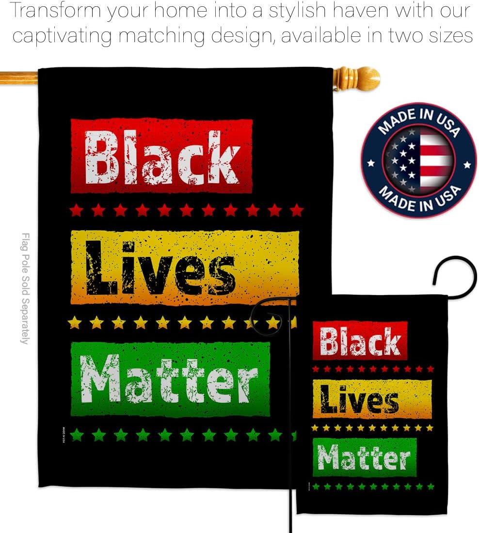 Black Lives Matter Pack Support Cause BLM Anti Racism Revolution Movement Equality Social USA Vintage Applique Decoration Banner Small Garden Yard Gift Double-Sided, House Flag 28" x 40", Thick Fabric