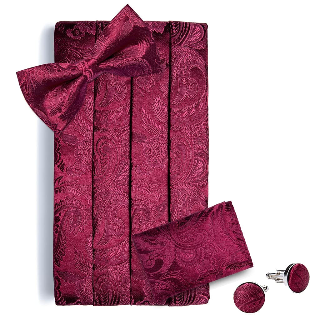 Ensemble De Nœud Papillon Rouge Cummerbund, Corset De Smoking Formel