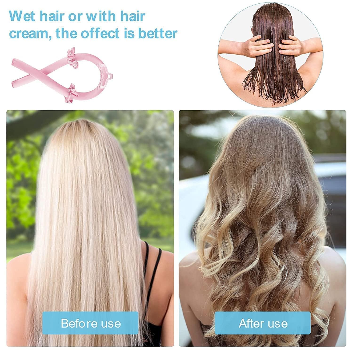 VANSHORA Heatless Hair Curler For Women Satin Curling Rod Headband With Scrunchies And Clip | No Heat Overnight Hair Curler For Long Hair Soft Waves Frizz Free Curls 2
