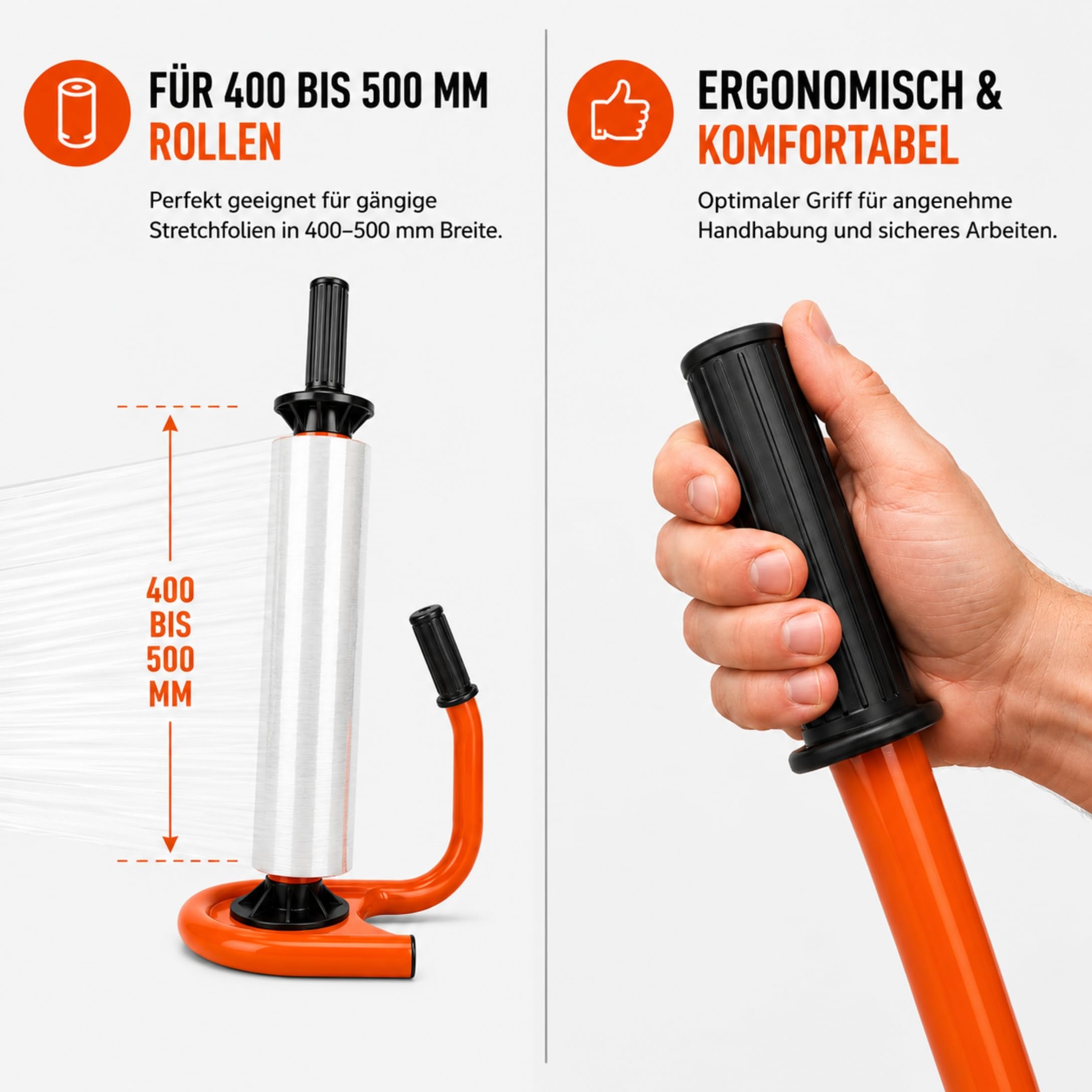 Stretchfolien Abroller Profi 450-500 mm orange Metall SRT