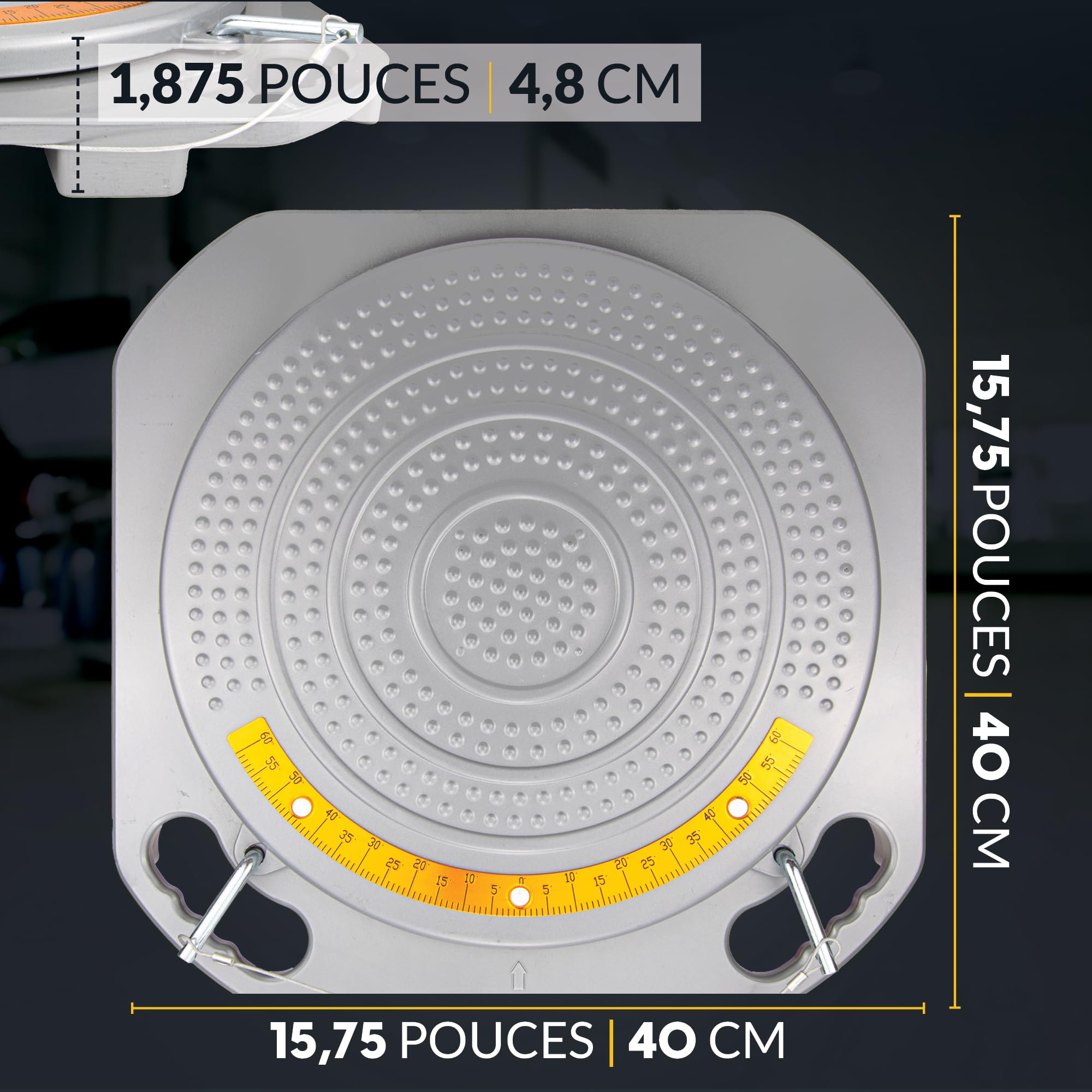 AutoSolo Plateaux Pivotants d'Alignement 4 Tonnes - Cadran Laiton, Kit DIY Économique pour Géométrie de Roue à Domicile (Paire avec Accessoires)
