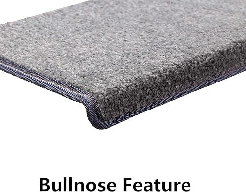 Miniatura 10 de Alfombra antideslizante para peldaños, con borde curvo para escaleras interiores, autoadhesiva y de fácil instalación, apta para mascotas y niños a