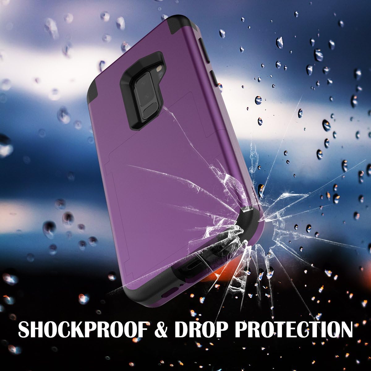 WeLoveCase S9 Plus Wallet Case Defender Wallet Design with Mirror and Card Holder Heavy Duty Protection Shockproof 3 in 1 All-Round Armor Protective Case for Samsung Galaxy S9 Plus - Purple