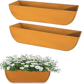 Window Box Liners - Breathable Felt Planter Liners for Outdoor Plants - Tear-Resistant & Bird-Proof - Moisture Retention & Reusable - Brown 24in-2 Pack