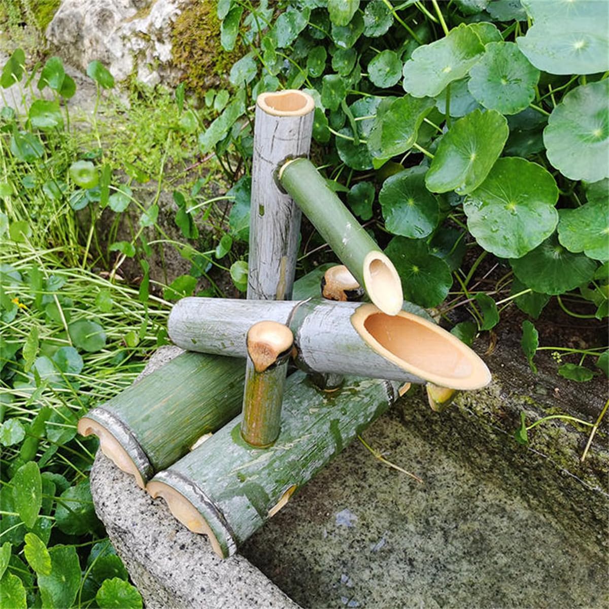 25Cm,Solar Bamboo Fountain, Backyard Pond Kit,Japanese Zen Garden Decor Feng Shui Outdoor Garden Feature Decor with Pump and Solar Panel,for Indoor Outdoor Backyard Lawn (75Cm)
