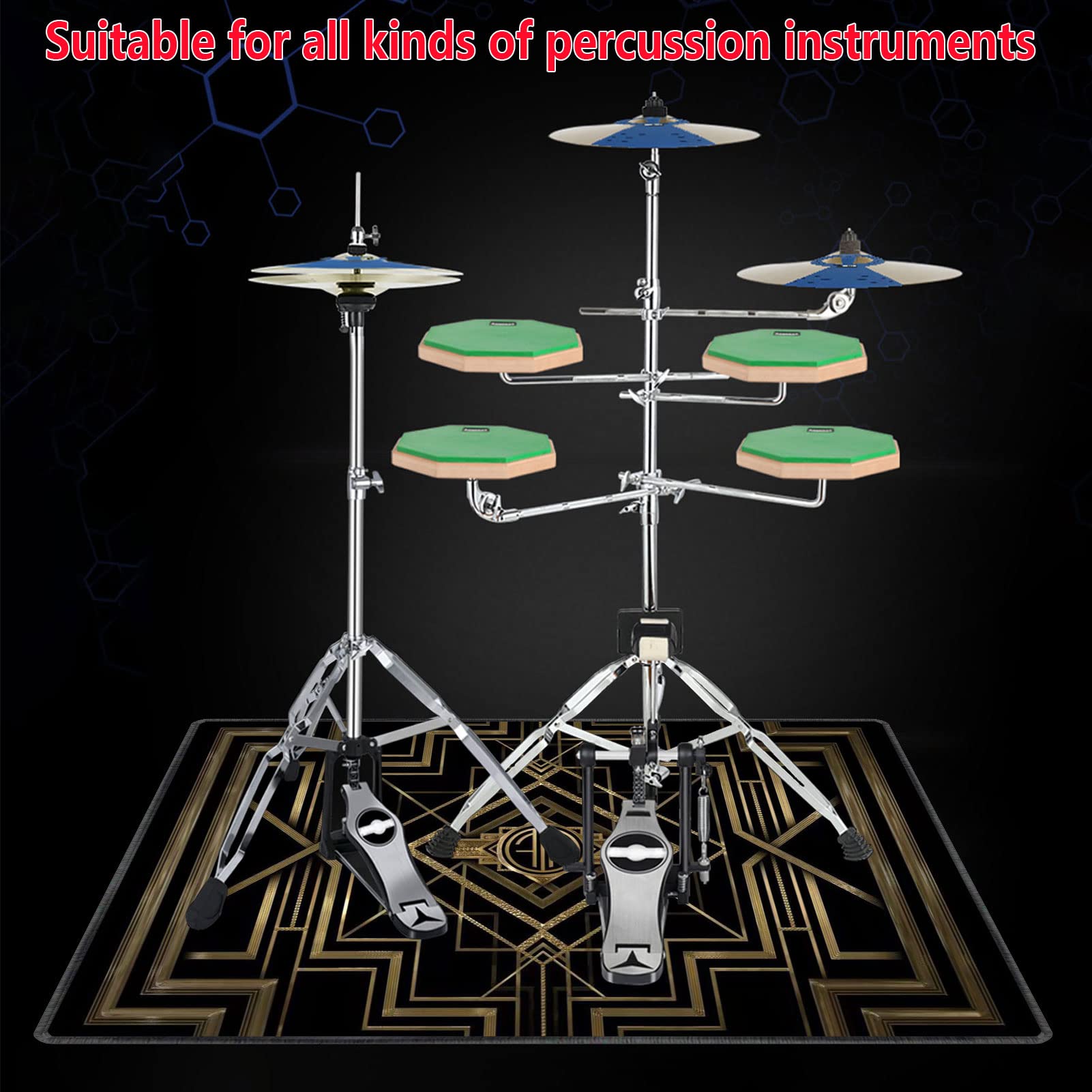 Drum-Teppich Schlagzeugteppich Trommel Schallschutz Teppich rutschfeste Matte für E Drum Schlagzeug Elektronisch Snare Teppich Snare Drum Musikinstrumente Schalldicht Teppiche (80CM - 200CM)