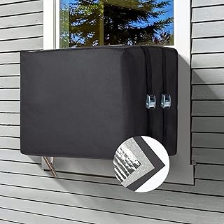 Window Air Conditioner Insulation Cover for Outside Unit, Outdoor Dust-Proof and Waterproof, 3 Layers, 24.2"L × 15.6"H × 19.8"D - Black