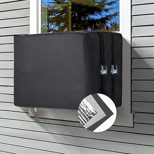 Window Air Conditioner Insulation Cover for Outside Unit, Outdoor Dust-Proof and Waterproof, 3 Layers, 18.1"L × 13"H × 12"D - Black