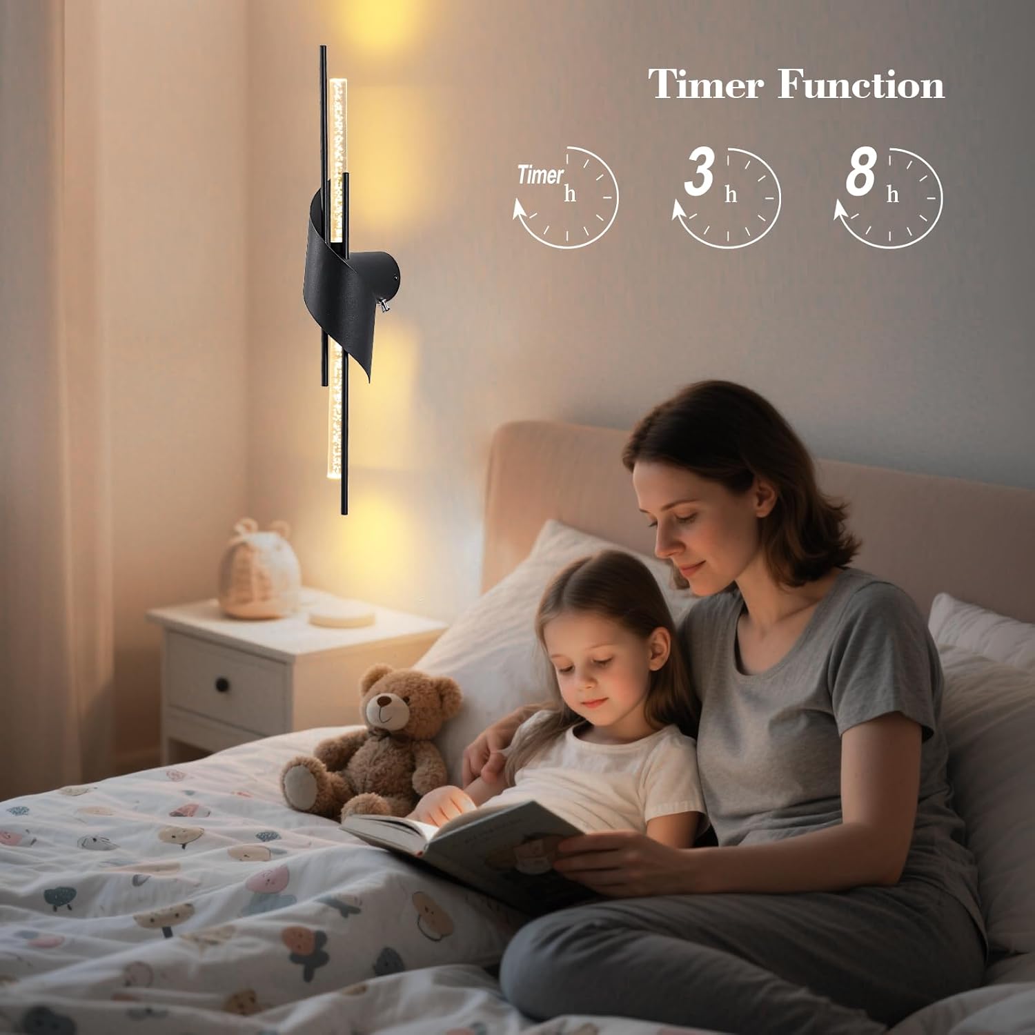camuucci Battery Operated Wall Sconces Set of Two,Modern Wireless Wall Lights,LED Rechargeable 20000mAh Not Hardwired Remote Control Dimmable Wall Lamp Fixtures for Bedroom Black 25 Inches