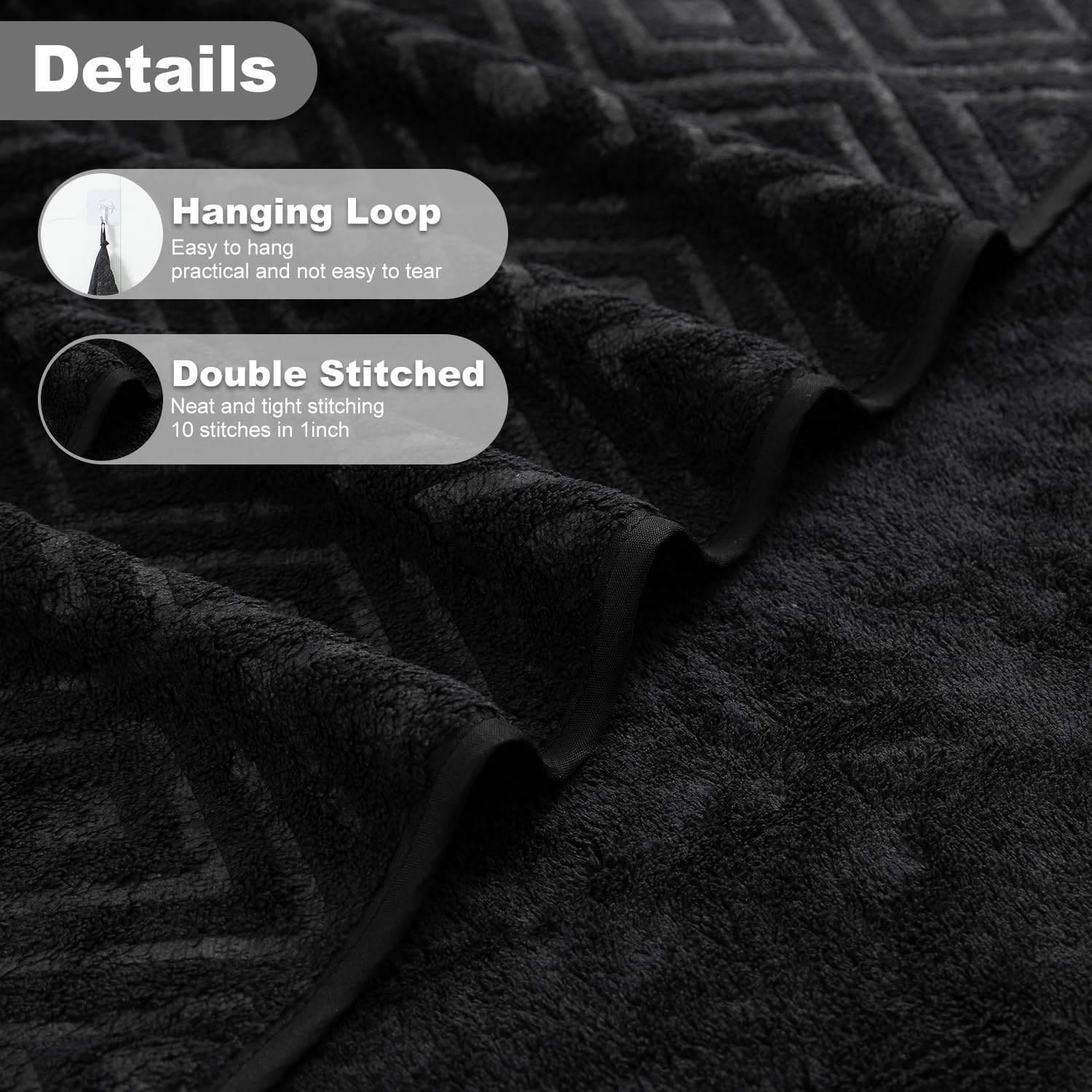 Condition photo showing Good Condition for Smuge 18-Piece GREY Bath Towel Set, Include 6 Bath Towel Sheets, 6 Hand Towels and 6 Washcloths - Highly Absorbent Quick Dry 100% Microfiber,Ultra Soft Bathroom Towel Set (Black) Black 18 Pcs Bath Towel Set