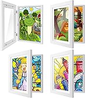 IMMERROT 4 Pack 8.5x11 Kids Art Frames - Flip Open Display Holds 50+ Sheets, Wall Mount White for School Drawings