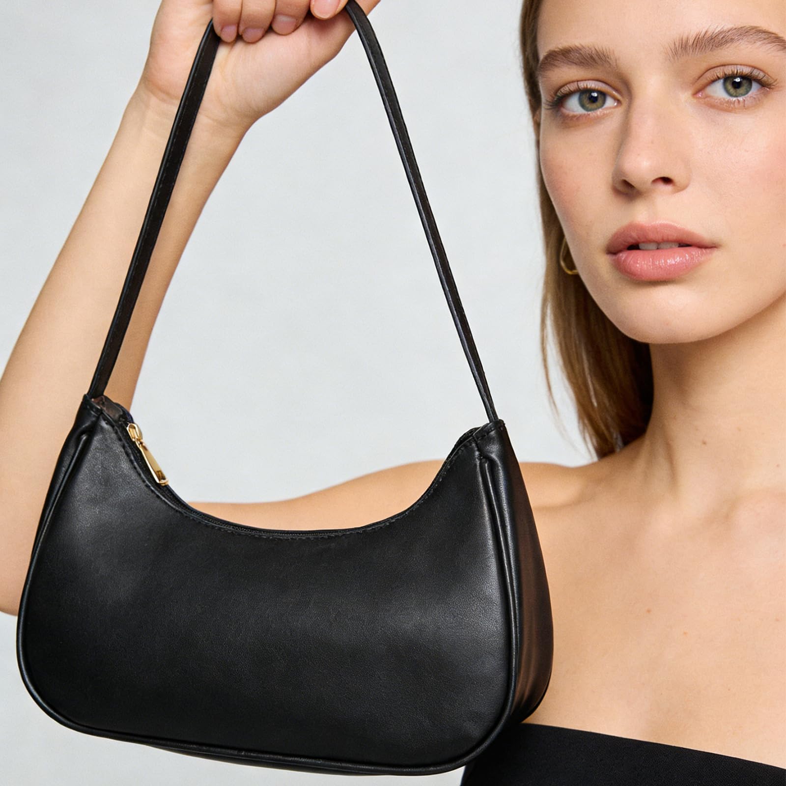 White Shoulder Bag Women, Vegan Leather Handbag Retro Hobo Sling Bag Tote With Zipper, Small Bag For Teenage Girls, Dirndl Bag