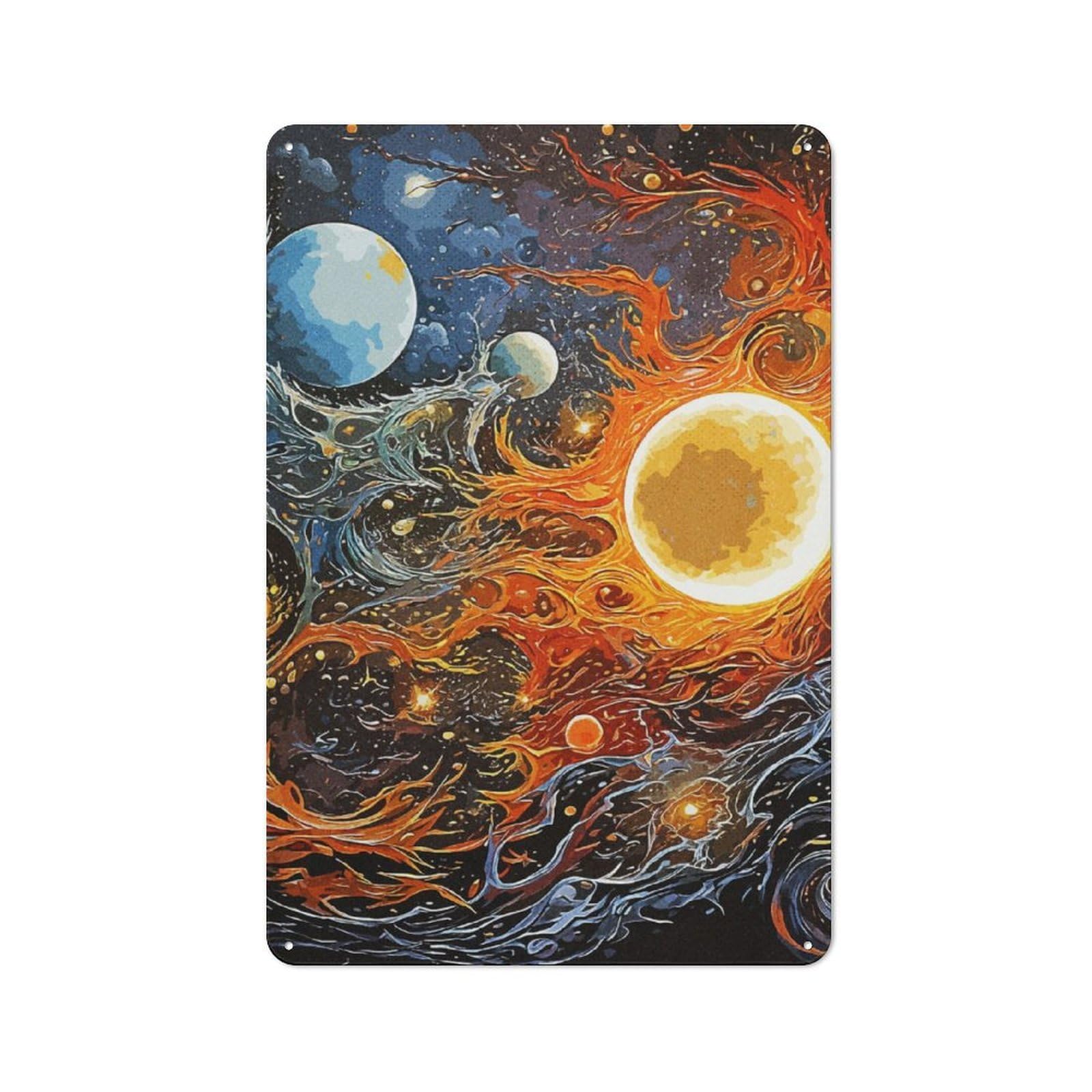 Junmoney Abstract Space Industrial-Style Metal Plaque 30X20cm For Hallway Wall, A Winter Wall Decor Update For Hallway Decor Lovers