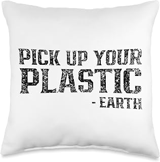 Ocean Anti Plastics Recycling Eco Friendly Pick up Your Plastic Garbage Pollution Waste Environment Throw Pillow, 16x16, Multicolor