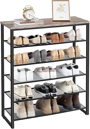 Miniatura 8 de HOOBRO Zapatero, organizador de zapatos de 6 niveles, para 18-24 pares de zapatos, estante de almacenamiento de zapatos de gran capacidad, para