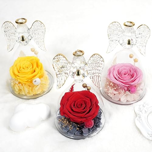 Miniatura 7 de Miofula Regalos de rosas preservadas para mujeres, figuras de ángel para siempre, regalos de cumpleaños de rosas reales para mamá, abuela, esposa,