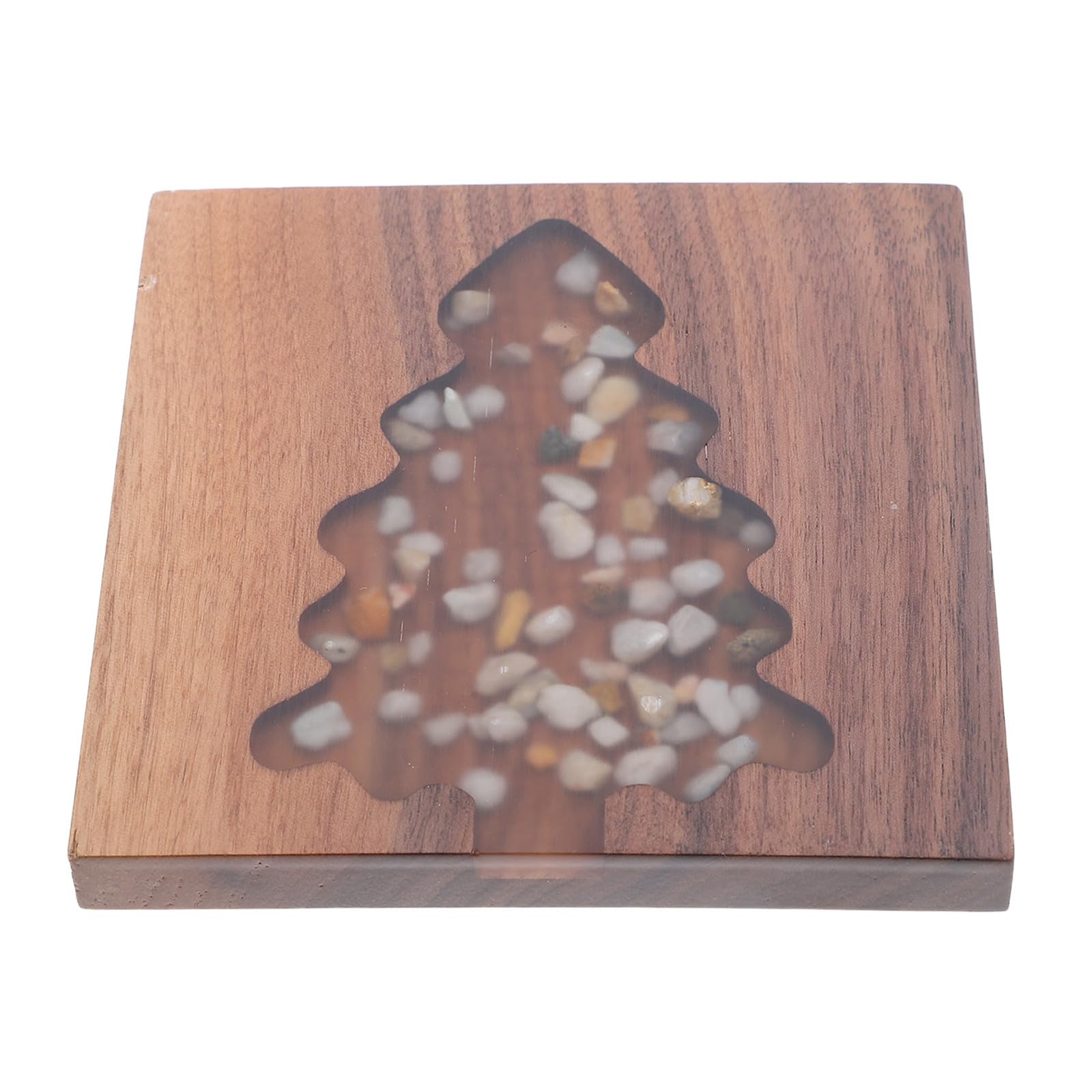 Beaupretty 5 Pièces Dessous de Verre Sapin de Noël Carré en Bois, Pierre