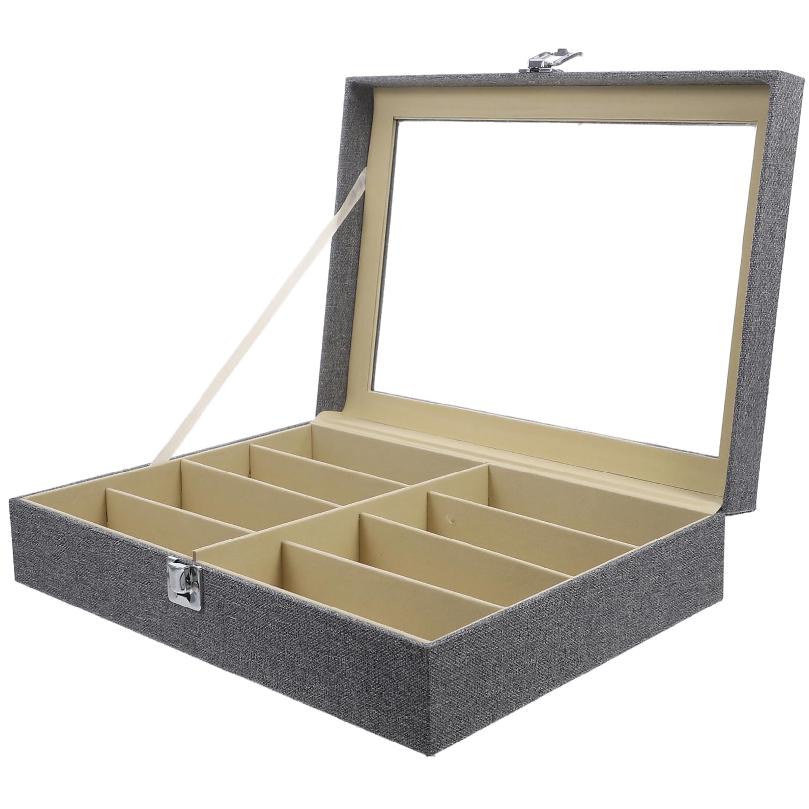VALICLUD Organizzatore Occhiali a 8 Scomparti in Lino, Box Esposizione | Uso Commerciale e Personale, Salva Spazio, Vacanze Estive, Adatto a Vari Stili