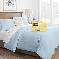 Vista 13 de THREAD SPREAD Juego de funda de edredón tamaño Queen/Matrimonial, satén de 600 hilos, 3 piezas, algodón egipcio, funda de edredón de 100% algodón