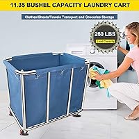 Vista 5 de Carrito de lavandería industrial con ruedas de 11.35 pulgadas de Bushel, cesta de lavandería comercial para el hogar, cestas de lavandería grandes