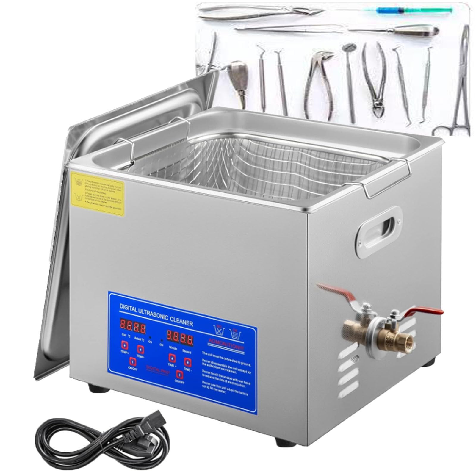 4L/6L/10L/14L/15L/22L/30L Ultraschallgerät,Digitale Heizung Timer Schmuckreinigung 4L | 4L/6L/10L/14L/15L/22L/30L Edelstahl Professioneller Schallreiniger für den privaten und gewerblichen Gebrauch im Labor
