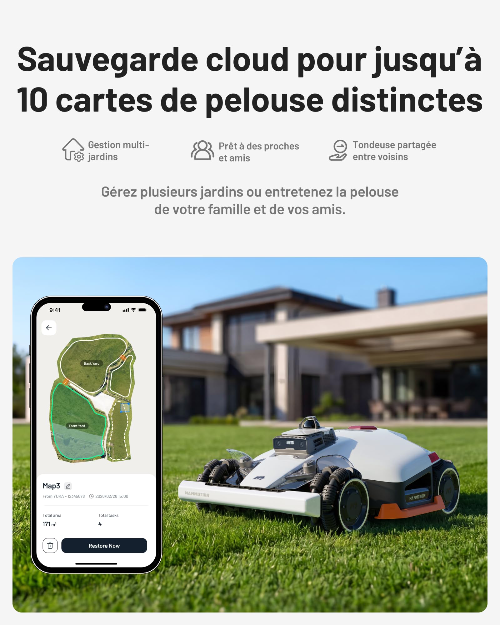 Mammotion LUBA 3 AWD 1500 Robot Tondeuse avec Support de Lavage