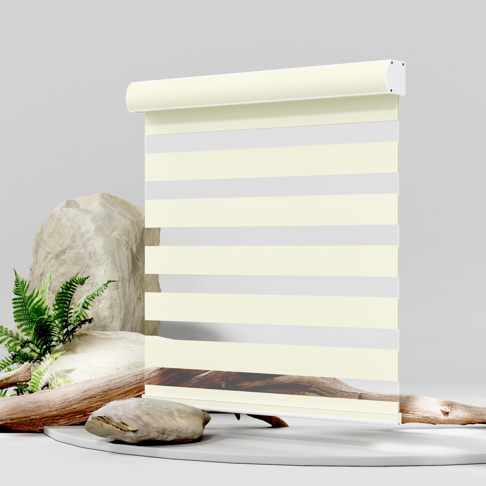 Boolegon Cordless Zebra Blinds for Window?Light Filtering Roller Blinds & Shades,Day and Night Dual Layer Sheer or Privacy,Light Control,Easy to Install for Home,Beige,Custom Size
