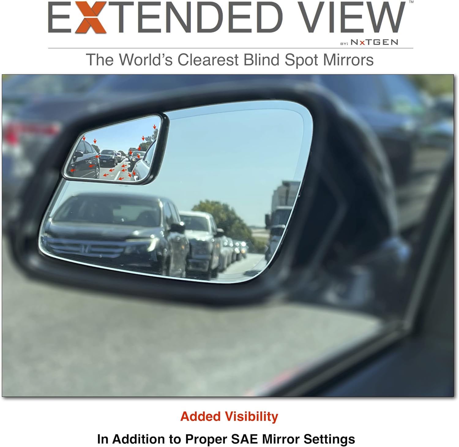 Blind Spot Mirrors- Compatible with BMW X1 F48 models Extended View - 2 Piece Set (Left & Right)